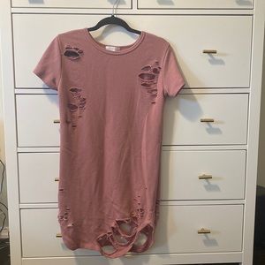 Dark pink distressed dress